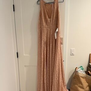 Mac Duggal Rose Gold Maxi Dress